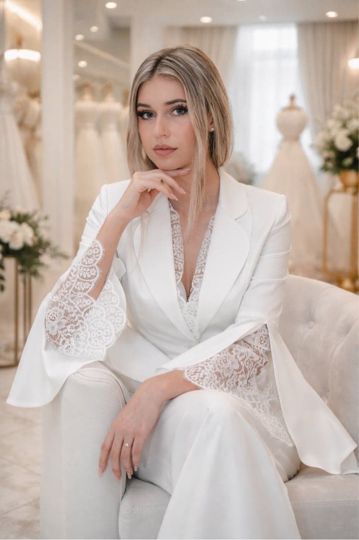 Brautkleid mit Spitzenärmeln