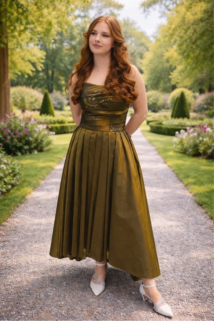 Fließendes Kleid in Champagner