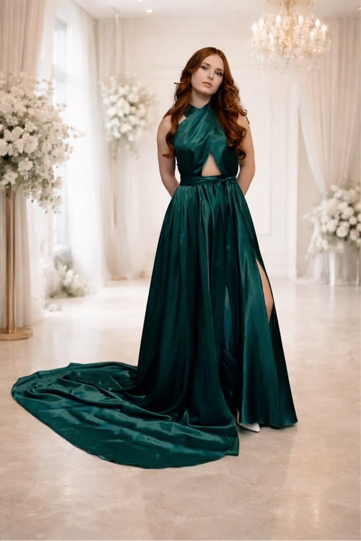 Smaragdgrünes Abendkleid