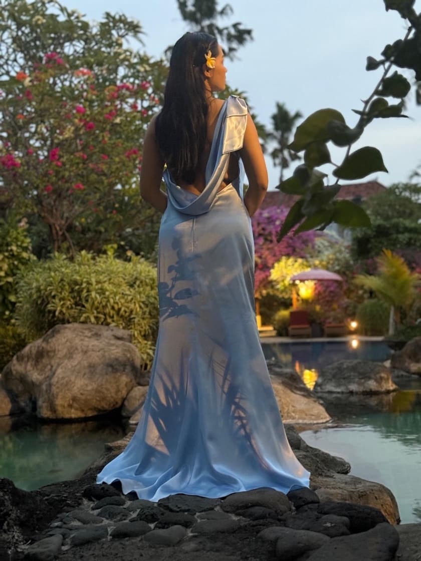 Blaues Abendkleid